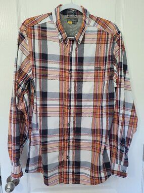 Eddie Bauer Travex Button Down Men's Tall Large Collared Shirt Plaid Long Sleeve